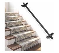 Tringles d'escalier noires avec embouts ronds et supports tubulaires for une installation sécurisée du tapis(8 Pcs,L34in/86cm)