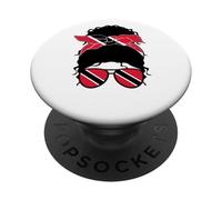Trinidad and Tobago Girl Drapeau Trinité-et-Tobago Femme PopSockets PopGrip Adhésif