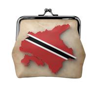 Trinité-et-Tobago Map 02 Petite trousse de maquillage pour sac à main, sac de rangement pour cartes bancaires rétro compact multifonction, noir, One Size, Art déco