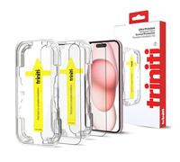 TRINITI Lot de 2 protecteurs d'écran à Couverture complète avec kit d'installation Facile conçu pour iPhone 15, 6,1 Pouces, Anti-Rayures, Protection Contre Les Chocs, dureté 9H, Compatible avec Les c