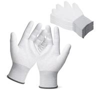 Trinkrittey Lot de 6 paires de gants blancs pour homme, en nylon extensible, blancs, gants de travail, gants de travail, gants en coton pour le lavage, l'entretien de la voiture, le nettoyage à la