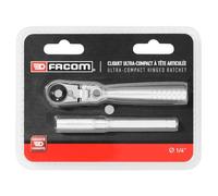 Facom Clé à cliquet R.180PB 1/4'' ultra-compact tête flexible 180° pour embouts 1/4''