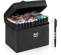 Trintion Feutres Alcool Professionnels 80/100/168 Couleurs - Twinmarkers Double Pointe, Marqueurs à Dessin pour Coloriage Adulte, Croquis, Art & Écriture avec Sac et Base de Rangement (100)