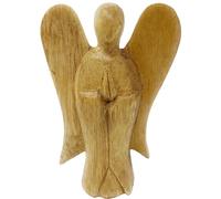 Trintura Statuette d'ange gardien debout en bois agréable au toucher faite à la main 10 cm