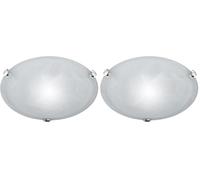 TRIO 6105011-01 Plafonnier en verre avec 1 ampoule E27 60 W Blanc albâtre 30 cm, Weiß, Durchmesser 30cm (Lot de 2)