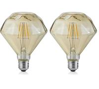 TRIO, Ampoules, Diamant 1xE27, max.0,0 W Corps: metal, Transparent & couleur Ø:11,5cm, H:13,8cm IPX0 (Lot de 2)