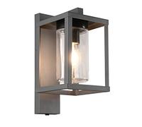 Trio, Applique, Lunga 1xE27, max.40,0 W Verre, Transparent claire, Corps: Fonte daluminium, Antracite L:16,0cm, H:33,0cm, P:22,0cm Détecteur de crépuscule,IP44,Sans illuminant