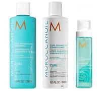Trio Boucles : Shampooing 250 Ml + Conditionneur 250 Ml + Spray Redynamisant 160 Ml Moroccanoil