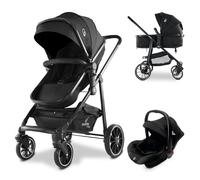 Trio Convertible 3 en 1 DUBAI 2 - Poussette avec nacelle transformable et siège auto Groupe 0+, pliage facile, compact et léger, dès la naissance jusqu'à 22 kg, noir Asalvo