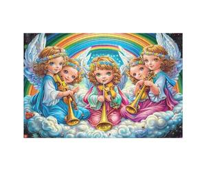 Trio d'Anges Parmi Les Fleurs 1000 Pieces Casse-tête pour Ado en Carton Haute Densité Épais Facile Débutant Jeu De Société Soirée Entre Amis Cadeau Fête des Pères 1000 PCS