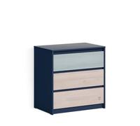 Trio Dar Commode à 3 tiroirs pour chambre d'enfant, commode moderne au design essentiel, combinaison de couleurs gris clair et bleu marine, meuble fonctionnel pour organisation quotidienne 72 x 46 x