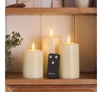 Trio de Bougies Piliers TruGlow® Ivoire Rechargeables