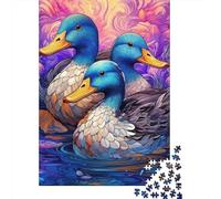 Trio de Canards Colorés Puzzle 1000 Pièces Étang dEau Art Coffret Puzzle 1000 Pièces Détente Concentration Cadeau pour Adultes 38x26cm/1000pcs