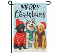 Trio De Chiens Joyeux Drapeau De Jardin 30X45Cm Bannière Éclatantes Suspendre Drapeau Pour Dortoirs Ferme Clubs
