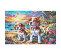 Trio de Chiots Beagle Fleurs 1000 Pieces Casse-tête Adulte en Carton Anti-Déchirure Difficile Moyenne Décoration Murale Jeu De Société Anti-Stress Loisir Créatif 1000 PCS
