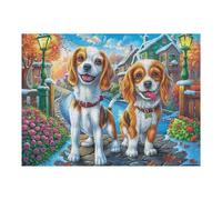 Trio de Chiots Beagle Fleurs 500 Pieces Casse-tête Créatif en Carton Épais Difficulté Moyenne Activité Manuelle Loisir Créatif Cadeau Créatif Événement Festif Premium 500 PCS