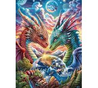Trio de Dragons dans Le Jardin Fleuri 300 Pieces Casse-tête Adulte en Carton Rigide sans Déformation Animal Plante Jeu De Société Famille Très Difficile Cadeau Noël Qualité Premium Pas Cher 300 P