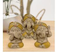 Trio de Ganesh Sagesse Iconique - Ne Rien Voir - Ne Rien Entendre - Ne Rien Dire -Idée Cadeau Ensemble Symbolique-H 9cm - Zen'Light