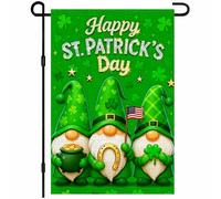 Trio De Gnomes De La Saint-Patrick Bannière Avec Œillets Drapeau De Jardin Double Face Drapeau De Cour Pour Vacances Événement Toutes Les Saisons 30X45cm