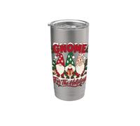 Trio de Noël amusant avec Gnome For The Holidays Winter Cute Gobelet isotherme en acier inoxydable double paroi