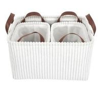 Trio de panier de rangement blanc velours H20 cm - INIUS - ALTOBUY Blanc