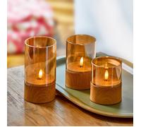 Trio de photophores LED effet bois