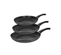 Trio de Poêle à Frire 20/24/28 cm Revêtu en Marbre, Poignée Soft-grip