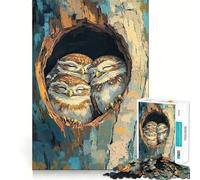 Trio de Puzzles Chouettes pygmées pour Adultes, 1000 pièces, Puzzle cérébral Relaxant, Image à Assembler, Cadeau de Noël (50x75cm)