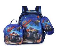 Trio de sacs à dos pour enfants - Nylon - Grande capacité - Motif Jeep bleu 42×31 cm Bleu