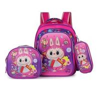 Trio de sacs à dos pour enfants - Nylon - Grande capacité - Motif Labubu en accordéon - Rose - 42×31 cm Rose G