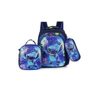 Trio de sacs à dos pour enfants - Nylon - Grande capacité - Motif Stitch bleu 42×31 cm