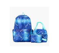 Trio de sacs à dos pour enfants - Nylon - Motif géométrique bleu - 43×29×12 cm