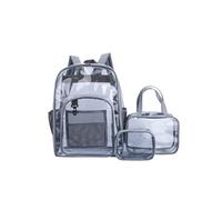Trio de sacs à dos transparents - PVC - Sac à dos pour élèves - Gris 31×15×43 cm