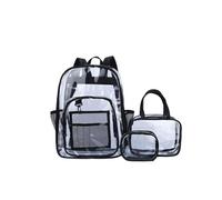 Trio de sacs à dos transparents - PVC - Sac à dos pour élèves - Noir 31×15×43 cm