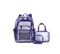 Trio de sacs à dos transparents - PVC - Sac à dos pour élèves - Violet 31×15×43 cm