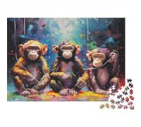 Trio de Singe coloré 1000 Pièce Stock De Cartes Premium Jeu De Puzzle Pack De Valeur Joyeux Cadeau Défi Éducatif Décoration Murale 70x50cm/1000pcs