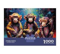 Trio de singes colorés 1000 Pièces Puzzle Premium Coffret Puzzle Carton Solide - Ultra Dur pour Couples, Top Noté, Cadeau Noël Parfait pour Tout Le Monde 70x50cm/1000pcs