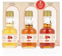 Trio de Sirop d’Érable Québec - Coffret Dégustation 3×50 ml (Doré • Ambré • Foncé) - Pur, Authentique, Idéal Cadeau Gourmand - Les Trésors d'érable