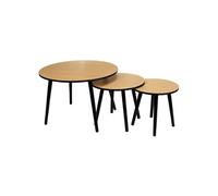 - Trio de tables gigogne en métal et bois - Noir