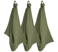 Trio de torchon de cuisine 40x60 cm mousseline de coton KEA TABLE vert kaki
