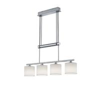 Trio Garda Plafonnier Suspendu Moderne À 4 Lumières, Nickel Mat Avec Abat-Jour Blanc Multicolore