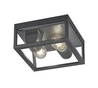 Trio Garonne Plafonnier Vintage 2 Lumières Anthracite Ip44 Noir