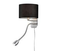 Trio Hotel Lampe De Lecture Young Living Nickel Mat Avec Abat-Jour Noir Gris