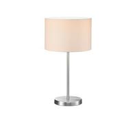 Trio Hotel Lampe De Table Moderne 30 Cm Avec Abat-Jour Rond Nickel Mat Avec Abat-Jour Blanc Blanc