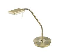 TRIO, Lampe de table, Bergamo incl. 1 x LED,SMD,12,0 Watt,3000K,1100 Lm. Acryl, Blanc, Corps: metal, Laiton mat L:20,5cm, H:50,0cm, P:40,0cm IP20,Variateur tactile,Flexible