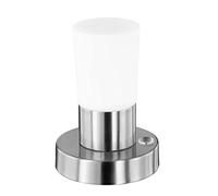 TRIO, Lampe de table, Cristo incl. 1 x LED,SMD,4,5 Watt,3000K,400 Lm. Verre opale, Blanc, Corps: metal, Nickel mat Ø:11,0cm, H:15,0cm IP20,OSRAM Inside,Interrupteur tactile 4 niveaux