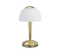 TRIO, Lampe de table, Ventura incl. 1 x LED,SMD,5,0 Watt,3000K,400 Lm. Verre satiné, Blanc, Corps: metal, Laiton polis Ø:15,5cm, H:28,0cm IP20,Interrupteur tactile 4 niveaux