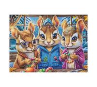 Trio Lapin écureuil Jardin 500 Pièces Puzzle pour Ado en Carton Anti-Déchirure Facile Débutant Jeu De Société Soirée Entre Amis Cadeau Anniversaire Petit Prix 500 PCS
