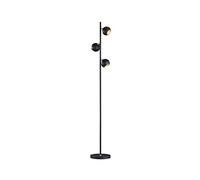 Trio Leuchten 404600332 Lampe sur Pied, Métal, Schwarz Matt/Goldfarbig