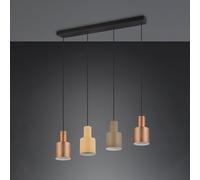 Trio-Leuchten Suspension Agudo 319400417 Métal noir mat Abat-jour café/beige/taupe sauf 4x E27